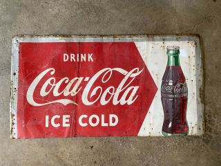 Vintage 1930’s Large Coca - Cola Metal Sign