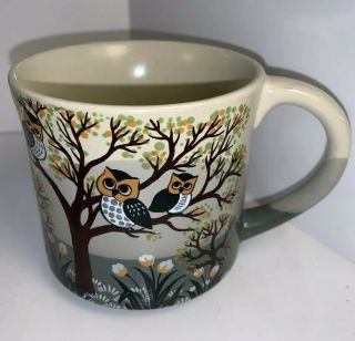 Vintage Hand Painted Pottery Owl Coffee Mug