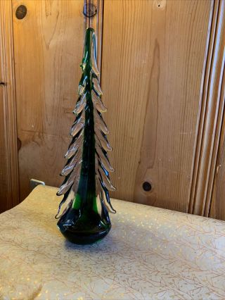 (3) Vintage Art Solid Glass Christmas Trees 16”,  12”,  And 9” Tall4” For Sue77