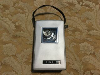 Rare Vintage Aiwa Tp - 60r Portable Tape Recorder W/ Leather Case -