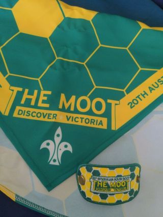 20th Australian Rover Moot Victoria Scarf,  Woggle And Event Badge