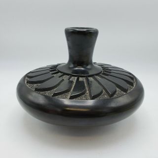 Vintage Native American Santa Clara Pottery Vase Decanter By Adakai Navajo