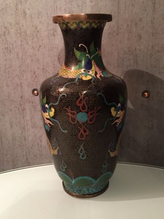 Stunning Large Antique Chinese 5 Toed Dragon Cloisonne Vase