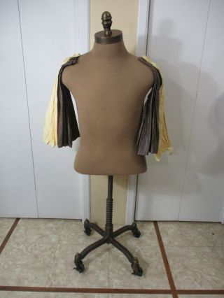 Vintage Lifestyle Dress Form Half Body Mannequin Adjustable W/ Stand Rolling (f)