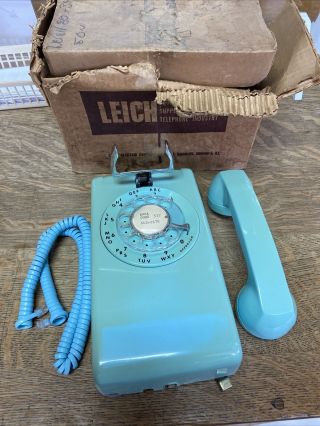 Antique Teal Itt Wall Mount Rotary Telephone Vintage Retro Phone Old
