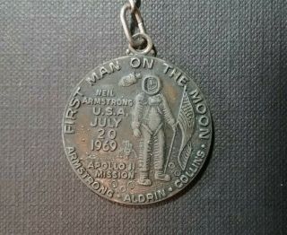 1969 First Man On The Moon Neil Armstrong Nasa Space Flight Keychain Bronze Fob