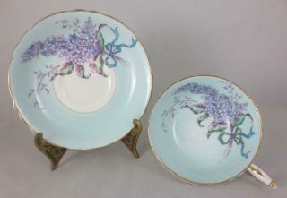 Vintage Paragon England Lilac Blue Tea Cup & Saucer