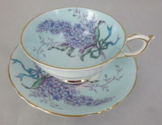 Vintage PARAGON England LILAC Blue Tea Cup & Saucer 2