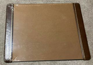 Vintage Leather Desk Blotter Pad 25.  5 X 20 " 1940s Brown Leather