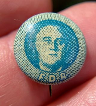 1940 Franklin D Roosevelt Fdr Tiny 1/2 " Blue Pinback Button Pin Near R23