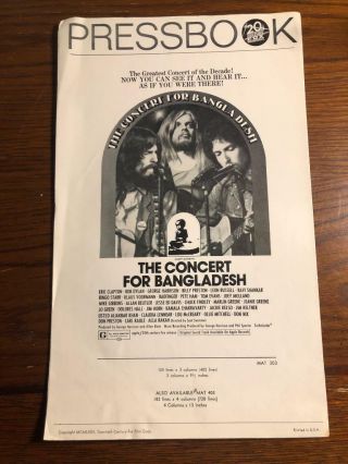 Eric Clapton,  Bob Dylan In " The Concert For Bangladesh " Pressbrook 8 1/2 X 14