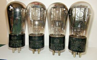 4 Vintage Rca Radiotron Ux - 226 26 Vacuum Tubes Hot Stamped Globes