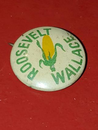 1940 Franklin Roosevelt Fdr Henry Wallace Corn Campaign Pin Pinback Button