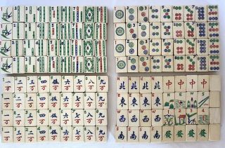 Vintage Mahjong Bovine Bone And Bamboo.  144 Tiles - Complete Set,  Tiles Only.