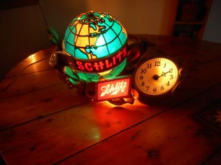 Vintage Schlitz Beer Rotating Globe Light Clock Needs Some Repair