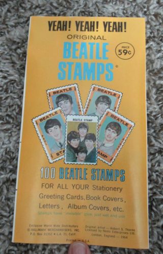 Beatles Vintage 1964 Booklet Of Hallmark Beatles Stamps Near