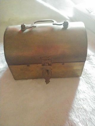 Vintage Solid Brass Hand Crafted Hinged Trinket Box With Latch