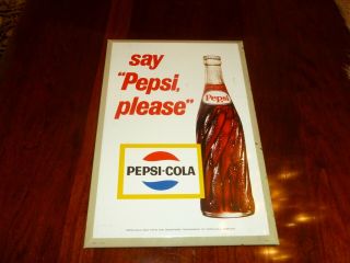 Vintage Say Pepsi Please Pepsi Cola M 239 Tin Metal Advertising Sign