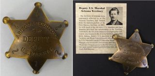 Deputy Us Marshal Badge,  Arizona,  Antiqued Brass,  Old West,  Boxed,  Wyatt Earp