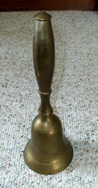 Large Vintage 10 1/2 " Brass Hand Bell Simple Handbell