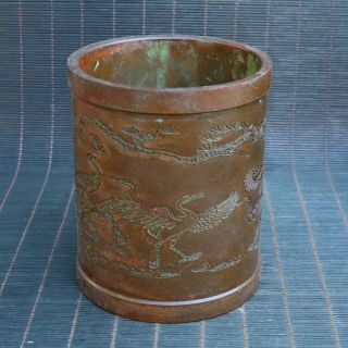 Chinese Exquisite Copper Handmade Make Of Brush Potsr 30074