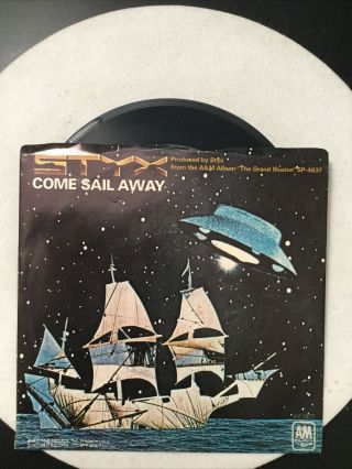 Styx 45 Rpm “come Sail Away” 1976 Classic Rock Picture Sleeve 7” Vinyl