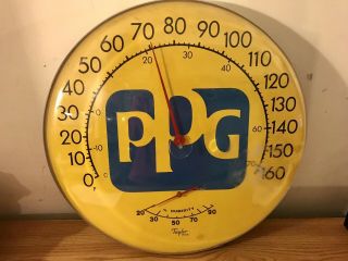 Vintage Taylor Ppg Automotive Paints 18in Large Round Advertising Thermometer
