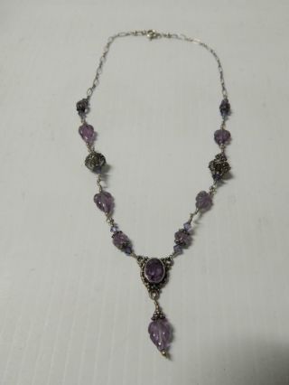 Vintage Finely Made Mexican Sterling Silver Amethyst Necklace -