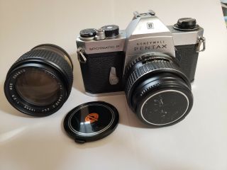 Vintage Honeywell Pentax Spotmatic F 35mm Slr W/ 2 Lenses And 3 Filters