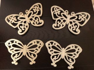 Vintage Homco White Butterfly Wall Plaques Set Of 4