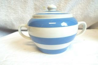 Vintage Blue/white Cornishware T.  G.  Green England Green Mark Sugar Bowl & Lid