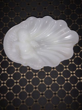Vintage Avon Milk Glass Angel Cherub Soap Dish