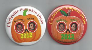 2012 Romney & Ryan Jugate Circleville,  Ohio Pumpkin Show Campaign Button Pair