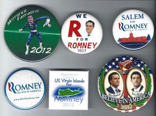 2012 Romney & Ryan Presidential Campaign Button Group - E