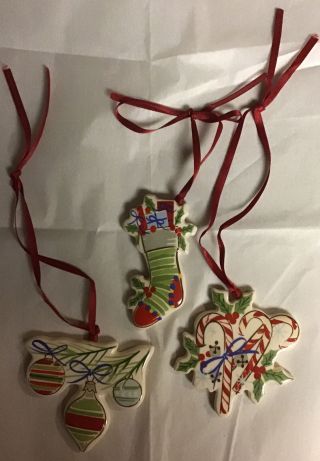 Longaberger Set Of 3 All The Trimmings Ornaments - Great For Gift Tags
