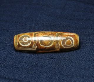 Old Tibetan DZI Bead Agate Amulet ' 9 Eyes ' Blessed by Eminent Lama 2