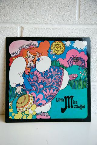 Rare Vintage 1960s Jrm Miss Muffet Tinprint Ivan Ripley Psychedelic Pop Art