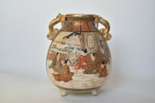 Antique Japanese Meiji Period Miniature Satsuma Vase Jar