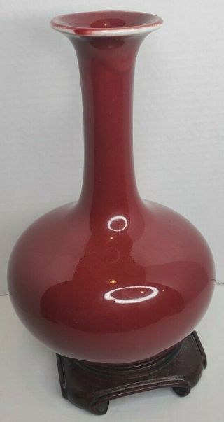 9 " Chinese Sang De Boeuf Oxblood Vase Previously Lamped
