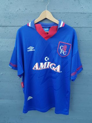 Chelsea Fc Football Home Shirt Vintage 90s Umbro 1993/1994 Commodore Amiga L