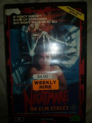 A Nightmare On Elm Street.  Rare Large Case Vhs Horror Tape.  Vintage