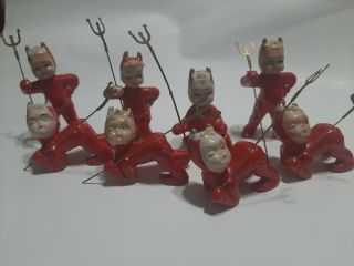 Vintage Lefton Made In Japan Cute 8 Devil Figurine W/pitchforks