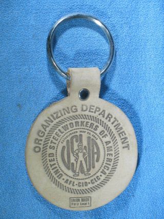 Vintage Steelworkers Of America Organizing Department Leather Key Ring