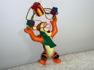 Disney Tigger Christmas Tree Ornament Springy Tigger With Presents Wearing Scarf