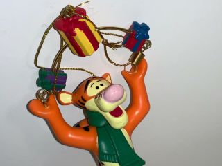 Disney Tigger Christmas Tree Ornament Springy Tigger With Presents Wearing Scarf 2