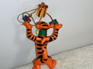 Disney Tigger Christmas Tree Ornament Springy Tigger With Presents Wearing Scarf 3