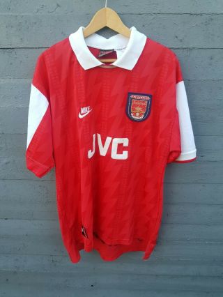 Arsenal Football Shirt 1995/96 Home Nike Jvc Gunners Vintage Size L/xl