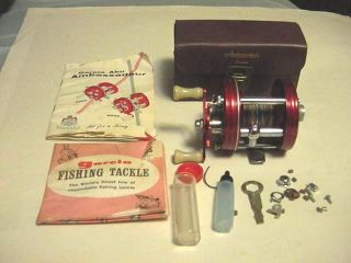 Vintage Red Abu Garcia Ambassadeur 5000 Fishing Reel 207874 Sweden & Case Parts