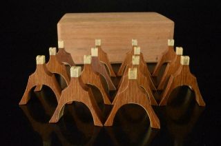 Z9904: Japanese Wooden Bone Koto Parts Bridge Stringed Instrument,  W/signed Box
