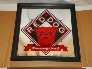 Vintage 1995 Red Dog Beer Uncommonly Smooth Framed Mirror Sign